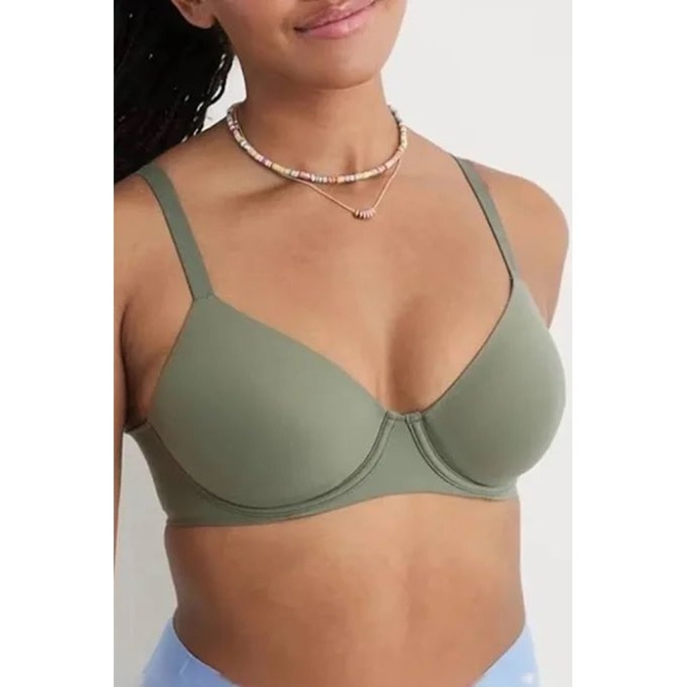 Aerie Smoothez Bra Olive Green EUC Full Coverage Underwire T Shirt Soft 36D